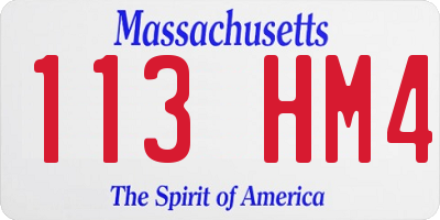 MA license plate 113HM4