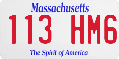 MA license plate 113HM6