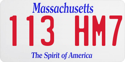MA license plate 113HM7