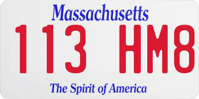 MA license plate 113HM8