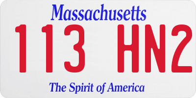 MA license plate 113HN2