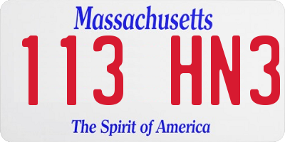 MA license plate 113HN3