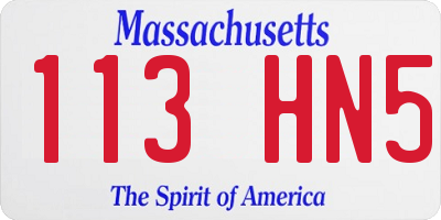 MA license plate 113HN5