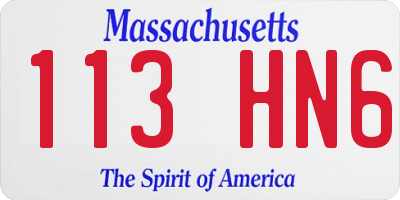 MA license plate 113HN6