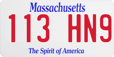 MA license plate 113HN9