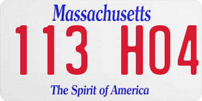 MA license plate 113HO4
