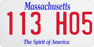 MA license plate 113HO5