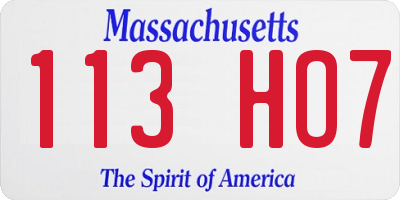 MA license plate 113HO7