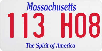 MA license plate 113HO8