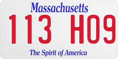 MA license plate 113HO9