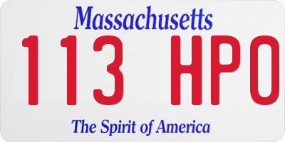 MA license plate 113HP0