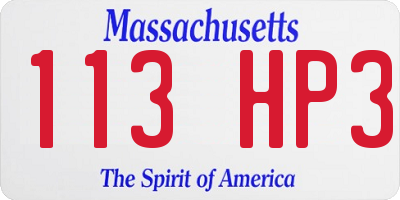MA license plate 113HP3
