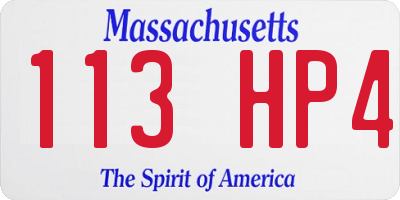 MA license plate 113HP4