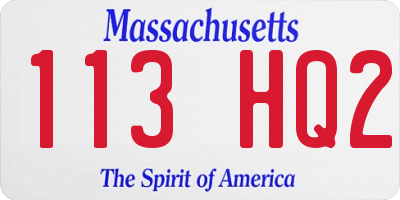 MA license plate 113HQ2