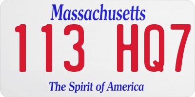 MA license plate 113HQ7