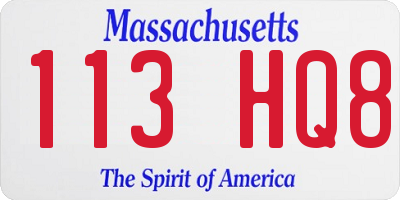 MA license plate 113HQ8