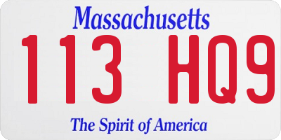 MA license plate 113HQ9