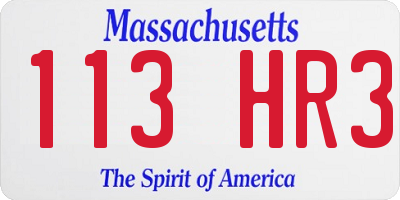 MA license plate 113HR3