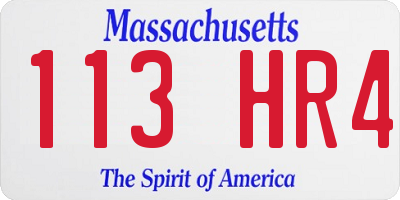 MA license plate 113HR4
