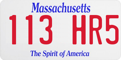 MA license plate 113HR5