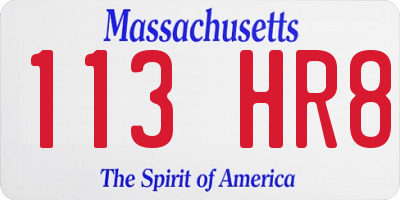 MA license plate 113HR8