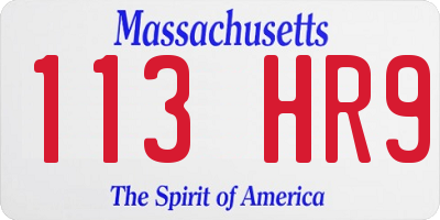 MA license plate 113HR9