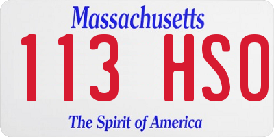 MA license plate 113HS0