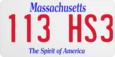 MA license plate 113HS3