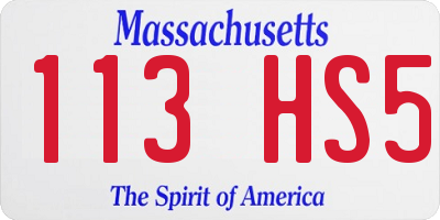 MA license plate 113HS5