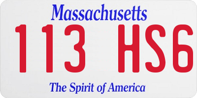 MA license plate 113HS6