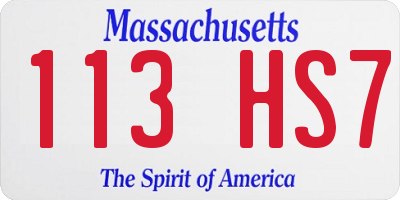 MA license plate 113HS7