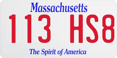 MA license plate 113HS8