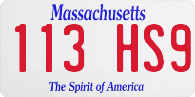 MA license plate 113HS9