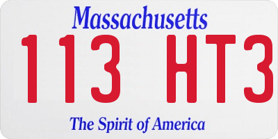 MA license plate 113HT3