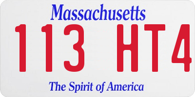 MA license plate 113HT4