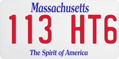 MA license plate 113HT6