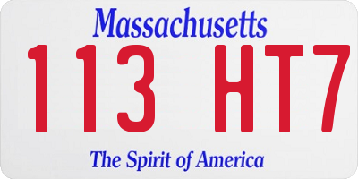 MA license plate 113HT7