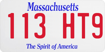 MA license plate 113HT9