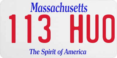 MA license plate 113HU0