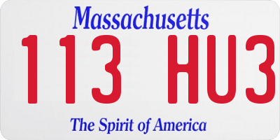 MA license plate 113HU3