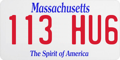 MA license plate 113HU6