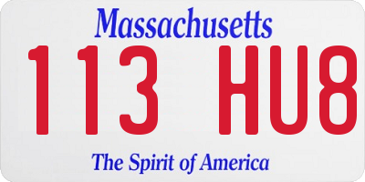 MA license plate 113HU8