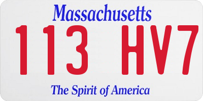 MA license plate 113HV7
