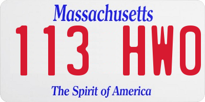 MA license plate 113HW0