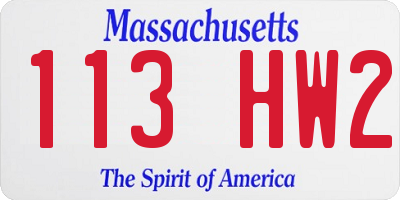 MA license plate 113HW2