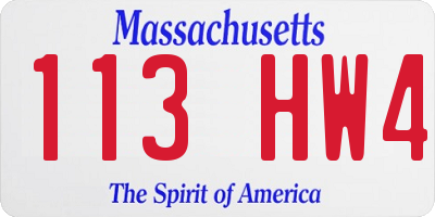 MA license plate 113HW4