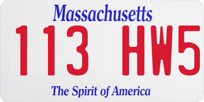 MA license plate 113HW5