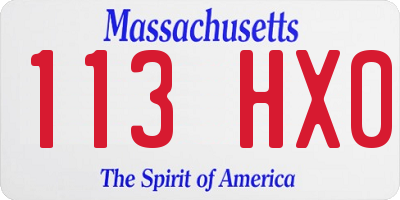 MA license plate 113HX0