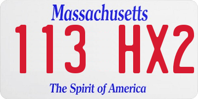 MA license plate 113HX2