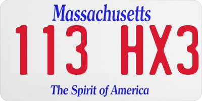 MA license plate 113HX3